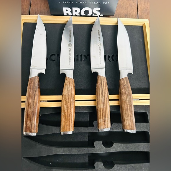 NEW Schmidt Brothers ® Zebra Wood Steak Knives Set of Four - Picture 4 of 7